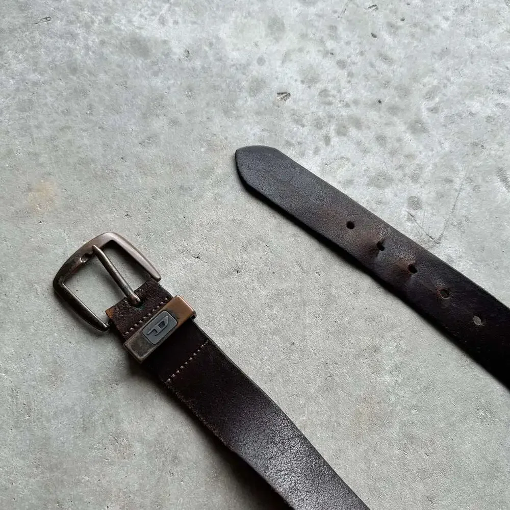 Diesel B-Dave II Brown Distressed Leather Belt